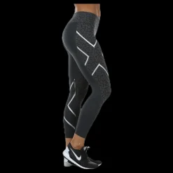 Online 2XU Patterned Mid-Rise Compression 7/8 Tights Black/Grey Svart och Grå