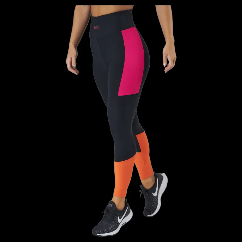 New Fila Paula High Waist 7/8 Tight Black-beetroot Purple-mandarin Svart