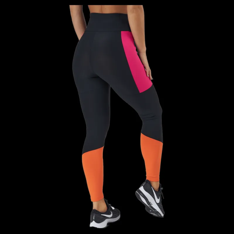 New Fila Paula High Waist 7/8 Tight Black-beetroot Purple-mandarin Svart