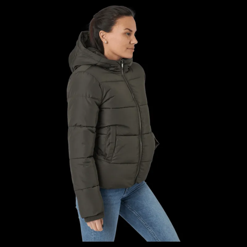 Pieces Pcbee New Short Puffer Jacket Black Olive Svart Sale