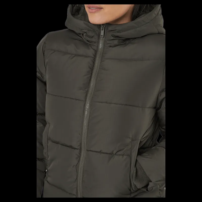 Pieces Pcbee New Short Puffer Jacket Black Olive Svart Sale