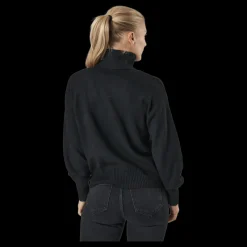 Pieces Pccava Ls High Neck Knit Bc Black Svart Outlet