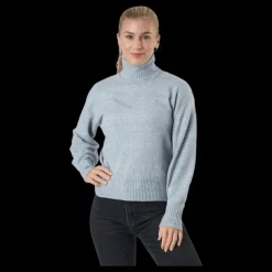 Outlet Pieces Pccava Ls High Neck Knit Bc Light Grey Melange Grå