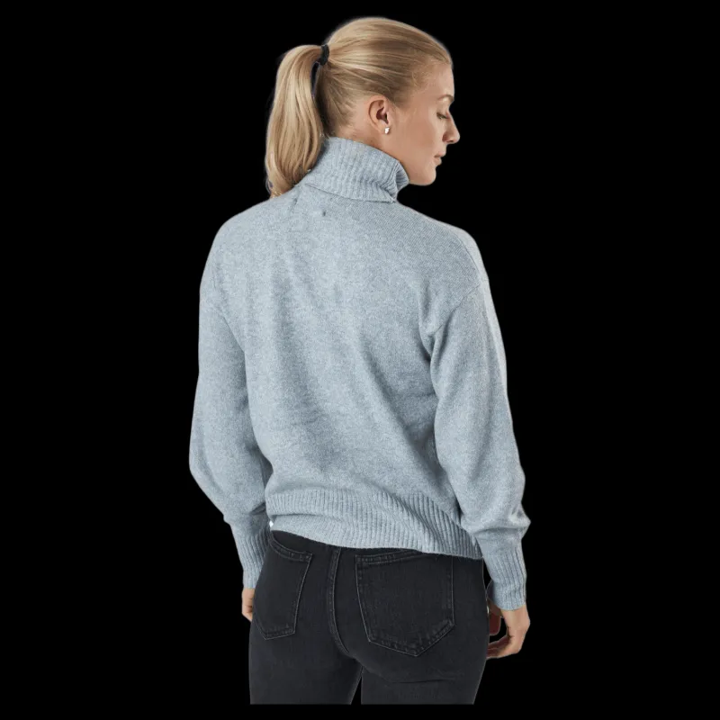 Outlet Pieces Pccava Ls High Neck Knit Bc Light Grey Melange Grå
