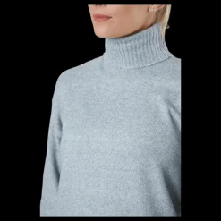 Outlet Pieces Pccava Ls High Neck Knit Bc Light Grey Melange Grå