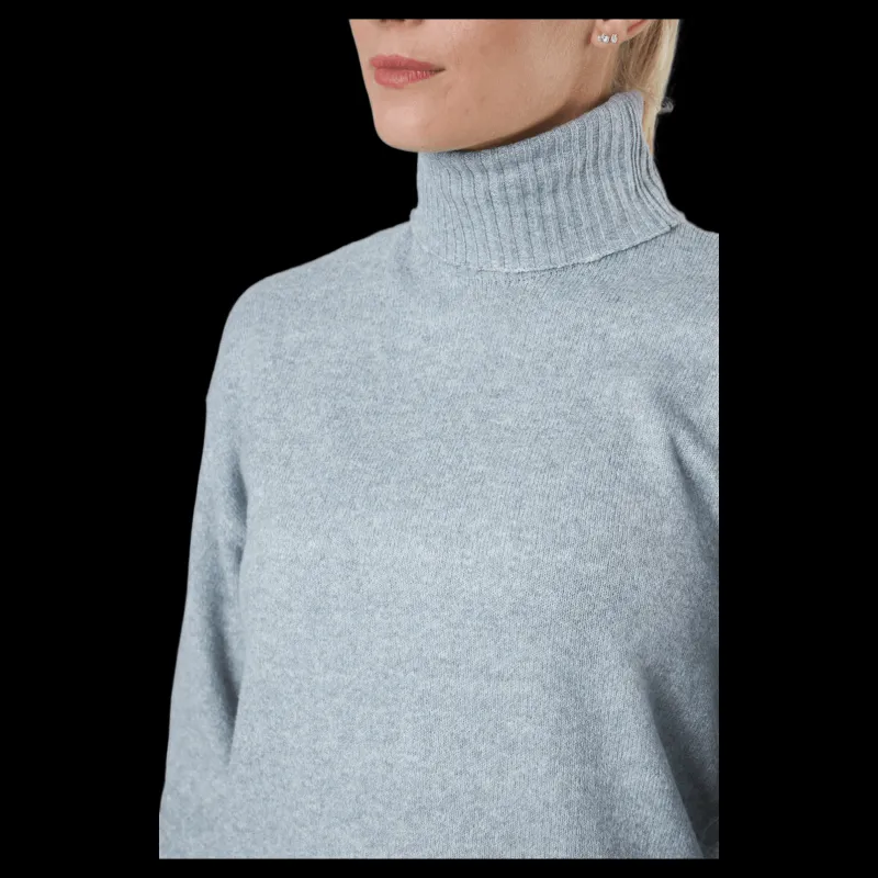 Outlet Pieces Pccava Ls High Neck Knit Bc Light Grey Melange Grå