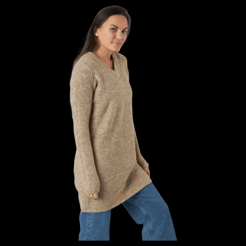 Outlet Pieces Pcellen Ls V-neck Knit Dress Silver Mink Beige