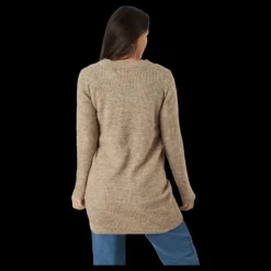 Outlet Pieces Pcellen Ls V-neck Knit Dress Silver Mink Beige