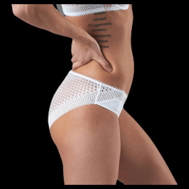 Calvin Klein Pique Lace Bikini Brief White Vit Hot