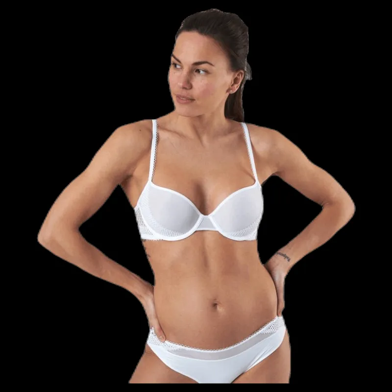Calvin Klein Pique Lace Lightly Lined Demi White Vit
