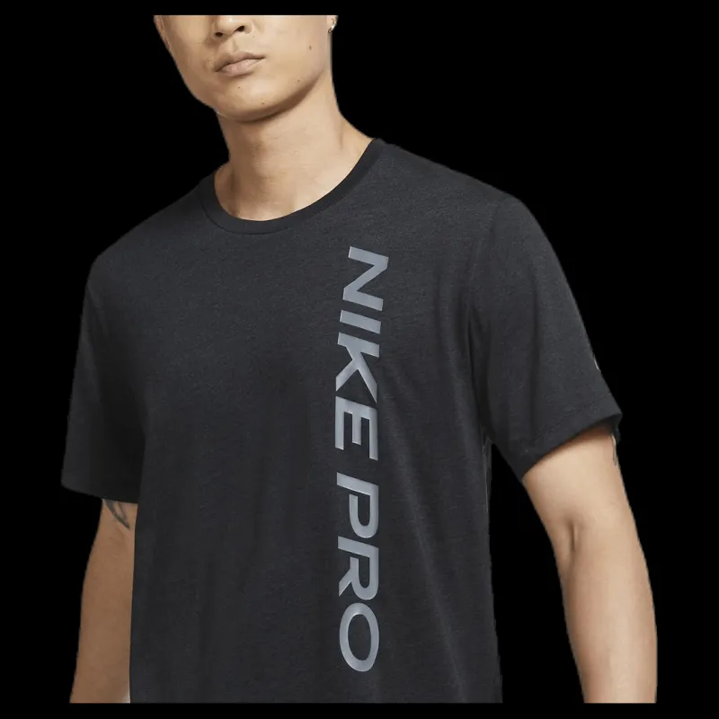 Clearance Nike Pro Burnout SS Top Black/Grey Svart