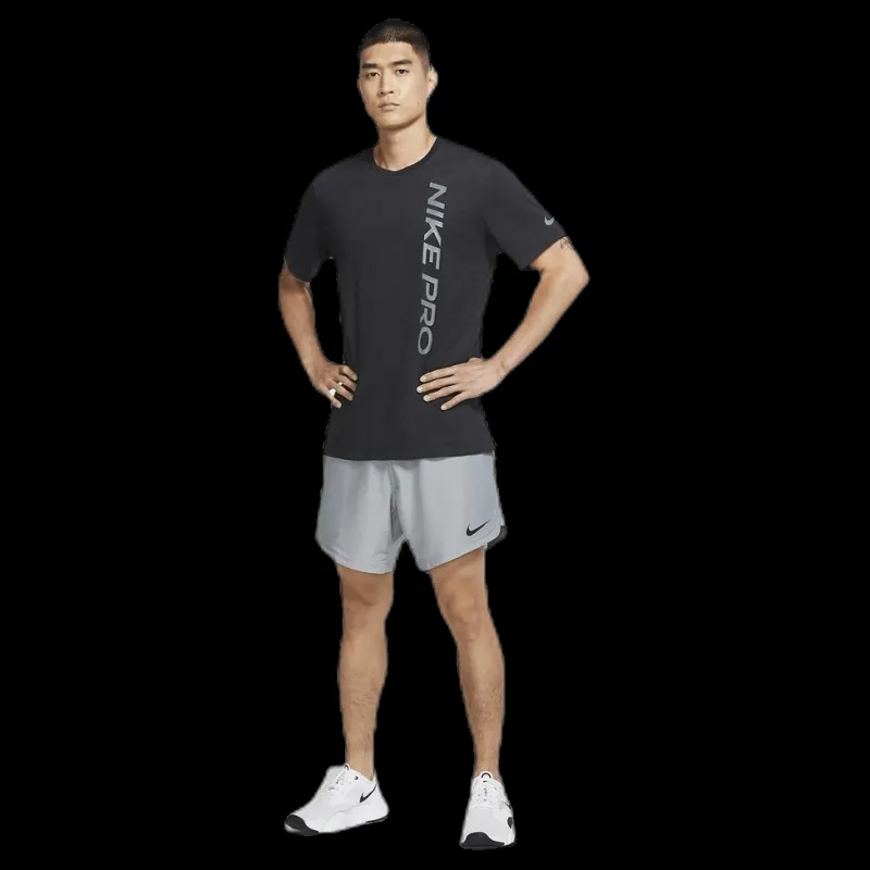 Clearance Nike Pro Burnout SS Top Black/Grey Svart