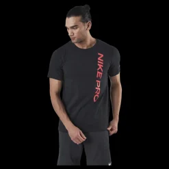 Nike Pro Burnout SS Top Black/Red Svart Discount