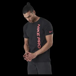 Nike Pro Burnout SS Top Black/Red Svart Discount