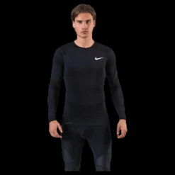 Nike Pro LS Top White/Black Svart Clearance