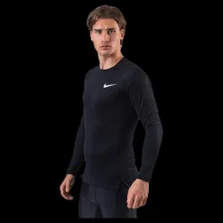 Nike Pro LS Top White/Black Svart Clearance