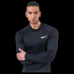 Clearance Nike Pro Top LS White/Black Svart
