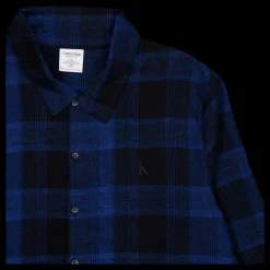New Calvin Klein Pure Flannel L/s Button Down Black Flerfärgad