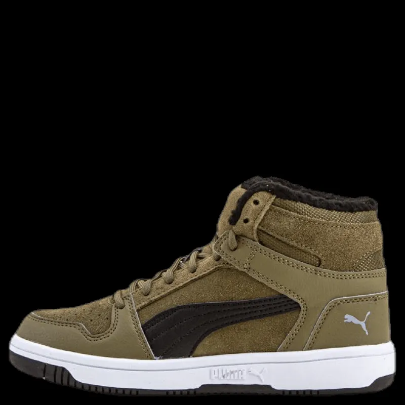 Outlet Puma Rebound Layup Fur SD Junior Green Brun
