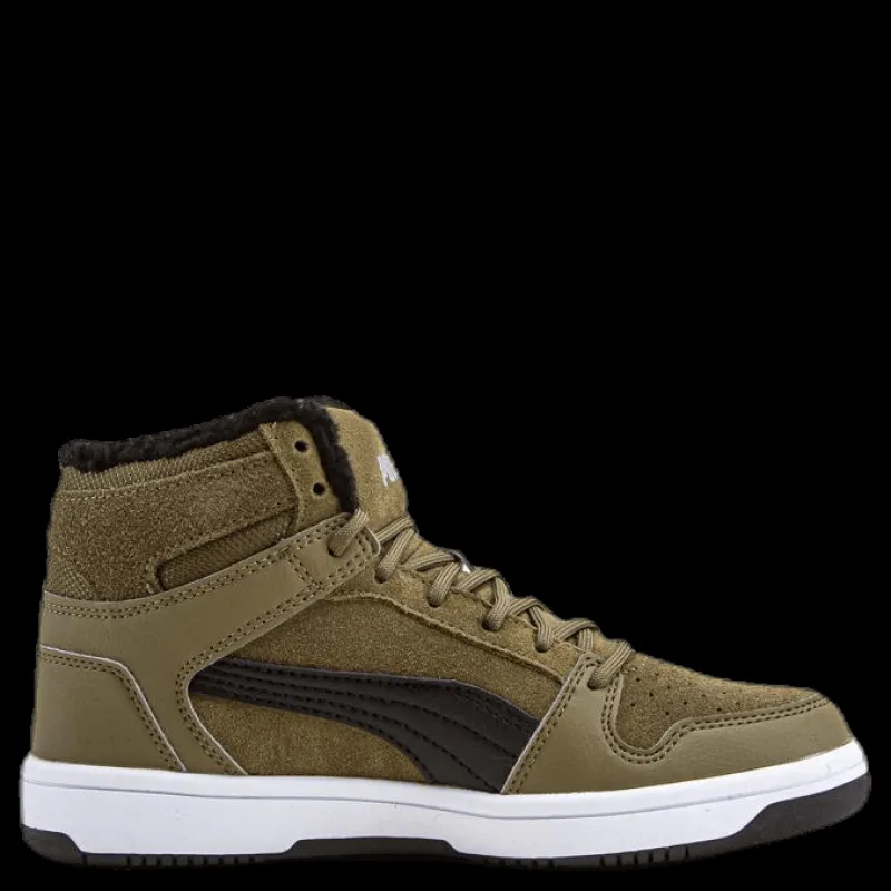 Outlet Puma Rebound Layup Fur SD Junior Green Brun