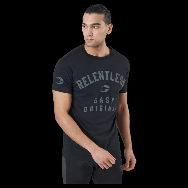 Sale GASP Relentless Skull Tee Washed Black Svart