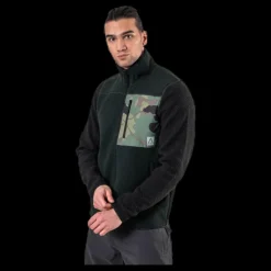 Hot ColourWear Retro Pile Jacket Green Svart