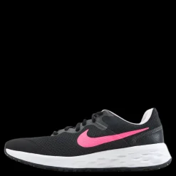 Nike Revolution 6 Big Kids' Road Running Shoes BLACK/HYPER PINK-PINK FOAM Svart New