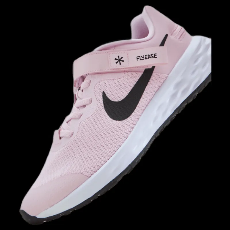 Nike Revolution 6 FlyEase Big Kids' Easy On/Off Road Running Shoes PINK FOAM /BLACK Rosa och Svart Sale