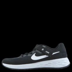 Nike Revolution 6 FlyEase Big Kids' Easy On/Off Road Running Shoes BLACK/WHITE-DK SMOKE GREY Svart New