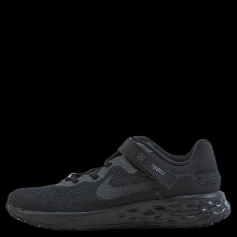 Nike Revolution 6 FlyEase Little Kids' Shoe BLACK/BLACK-DK SMOKE GREY Svart Hot
