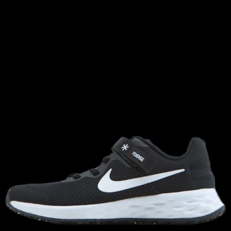 Nike Revolution 6 FlyEase Little Kids' Shoe BLACK/WHITE-DK SMOKE GREY Svart