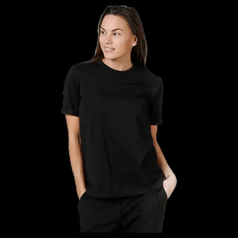 Clearance Pieces Ria Ss Fold Up Solid Tee Black Svart