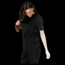 Clearance Pieces Ria Ss Fold Up Solid Tee Black Svart