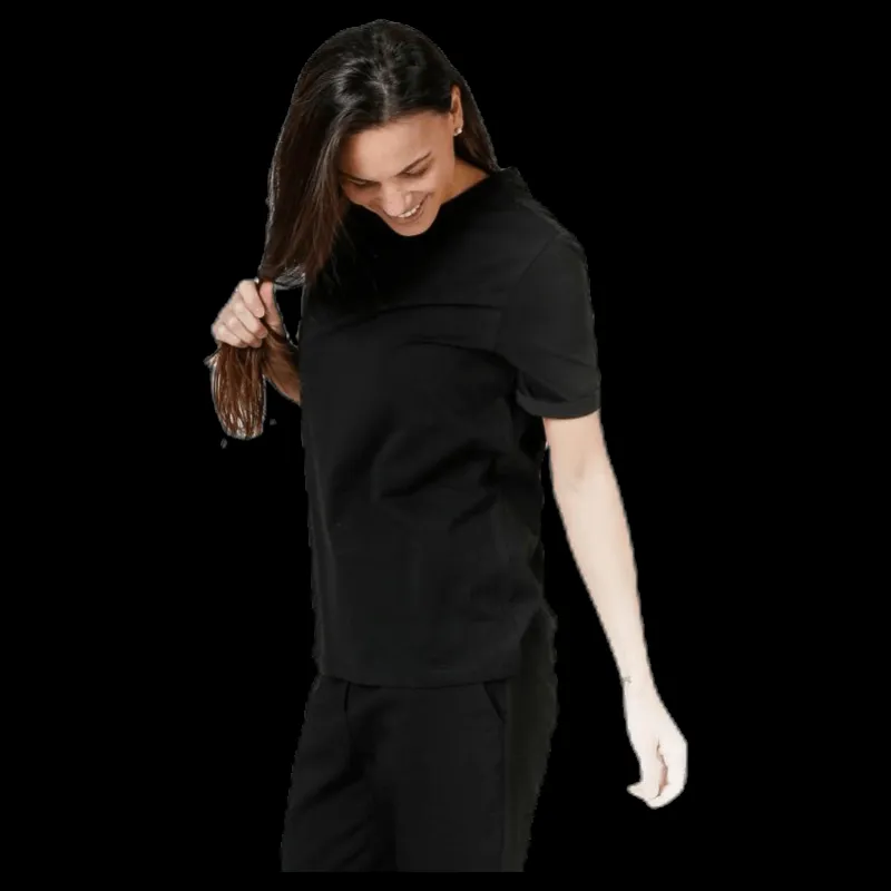 Clearance Pieces Ria Ss Fold Up Solid Tee Black Svart