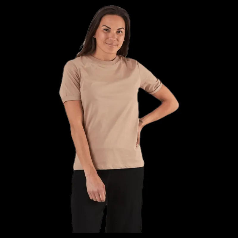 Sale Pieces Ria Ss Fold Up Solid Tee Beige