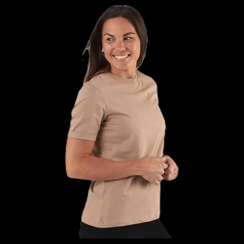 Sale Pieces Ria Ss Fold Up Solid Tee Beige