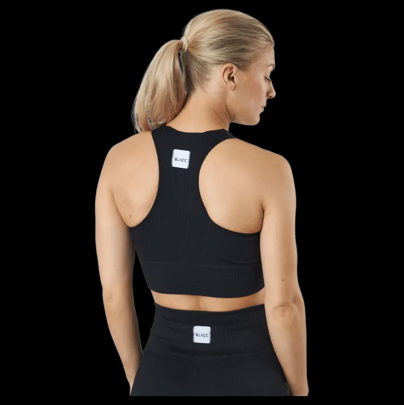 BLACC Rib Seamless Crop Top Black Svart