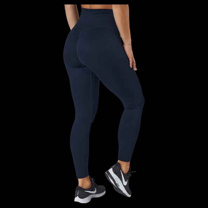 Famme Ribbed Seamless Tights Navy Blue Blå Online