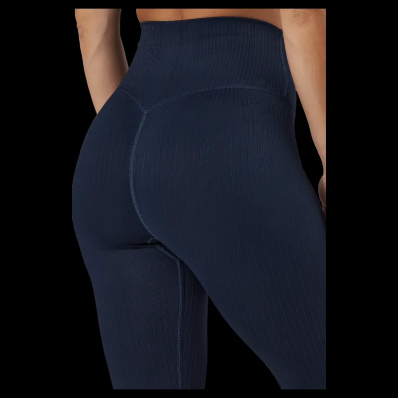 Famme Ribbed Seamless Tights Navy Blue Blå Online