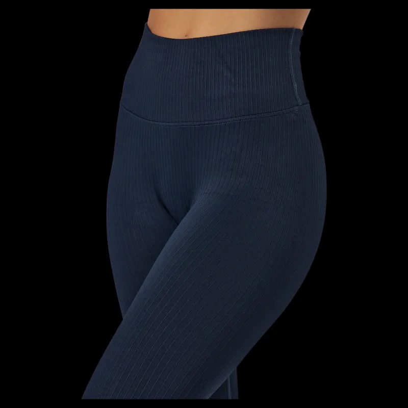 Famme Ribbed Seamless Tights Navy Blue Blå Online