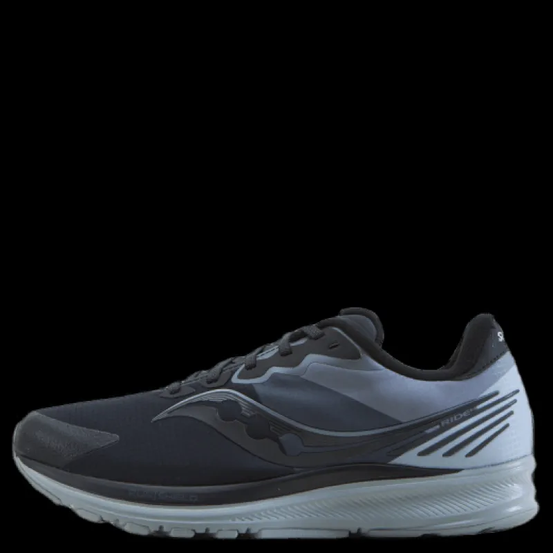 Saucony Ride 14 Runshield Black/gravel Blå New