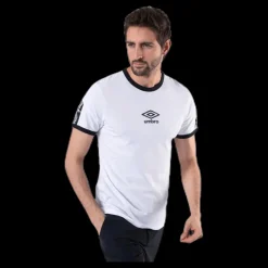 New Umbro Ringer Taped Logo Tee White Vit