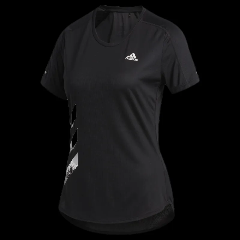 New adidas Run It Tee 3S Black Svart