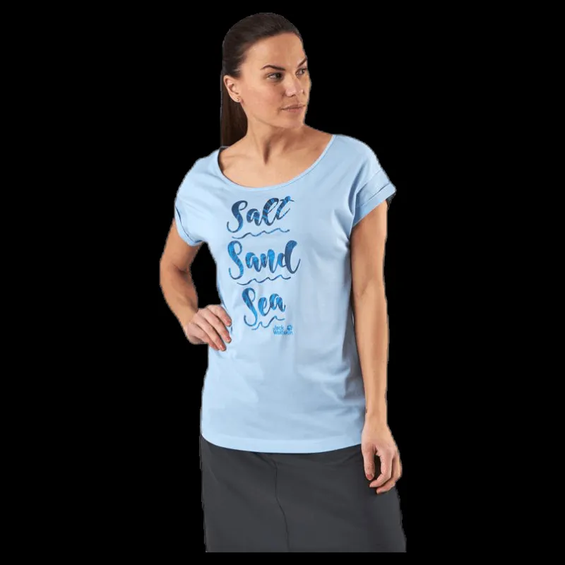 Jack Wolfskin Salt Sand Sea Tee Blue Blå