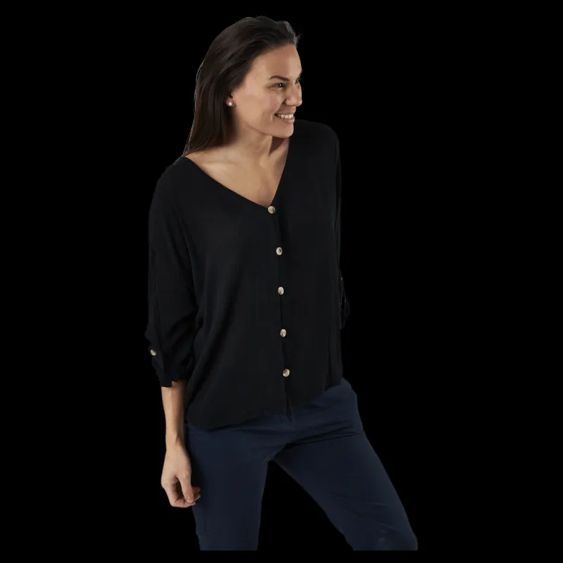 Pieces Sanne 3/4 Fold-Up Top Black Svart New