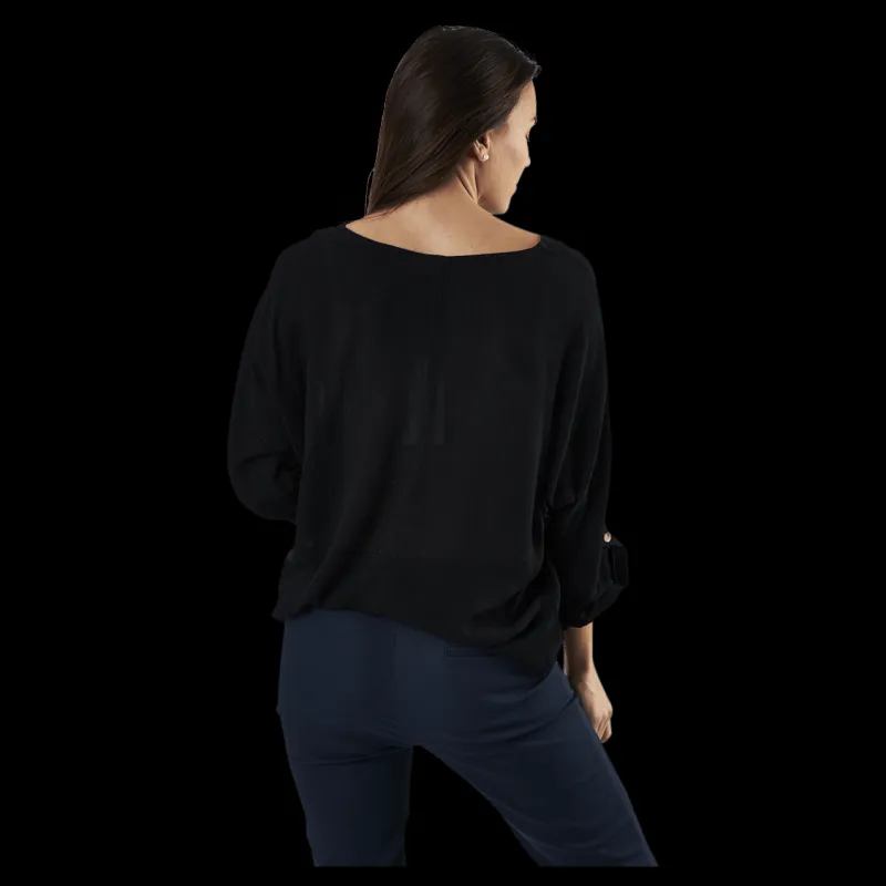 Pieces Sanne 3/4 Fold-Up Top Black Svart New