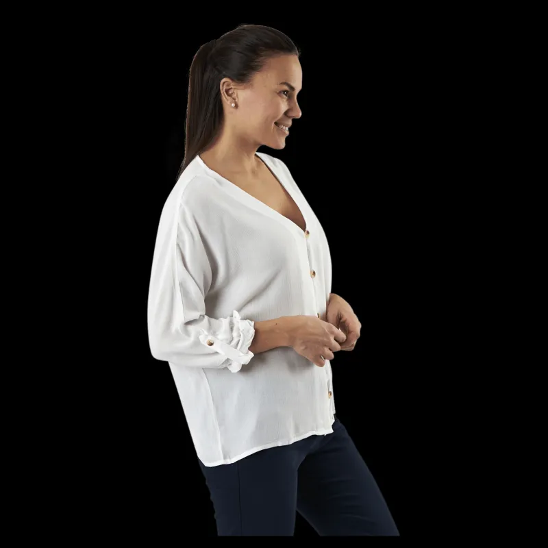 Pieces Sanne 3/4 Fold-Up Top White Vit New