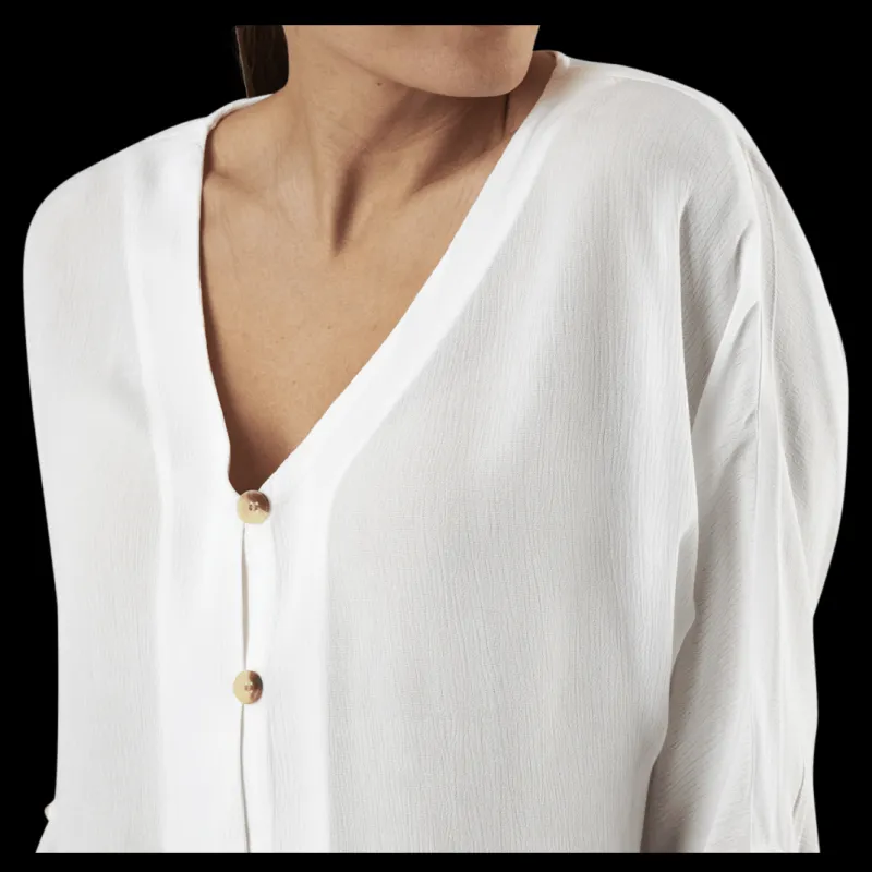 Pieces Sanne 3/4 Fold-Up Top White Vit New