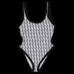 Sale Calvin Klein Scoop Back One Piece-rp Monogram White Vit