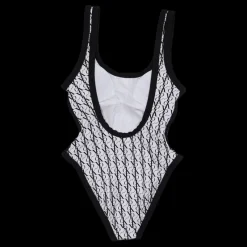 Sale Calvin Klein Scoop Back One Piece-rp Monogram White Vit